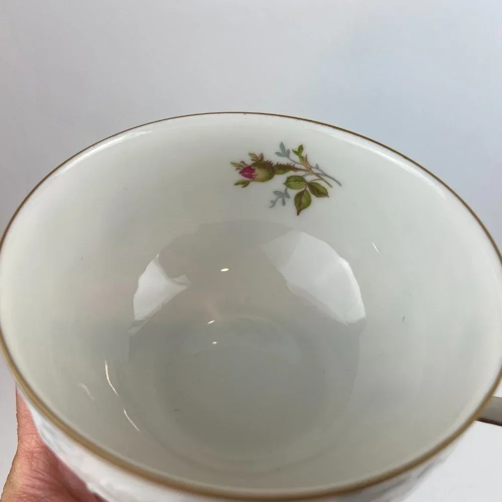 Set 3 pc NWOT ROSENTHAL POMPADOUR Ivory Moss Rose Cup Floral
